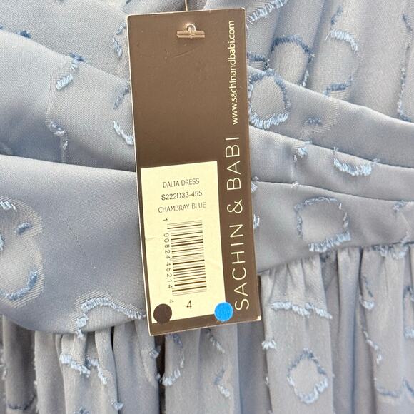 Sachin + Babi NEW Dalia Midi Dress US 4 Blue Wedding Birthday Cocktail Feminine - Picture 4 of 7